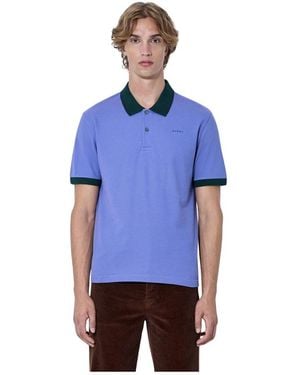 Marni Tops ,Paars ,Katoen Pique Polo Shirt - Blauw