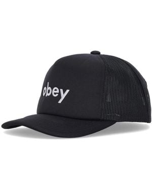 Obey Accessoires ,Zwart ,Polyester Zwarte Gebogen Klep Truckerpet