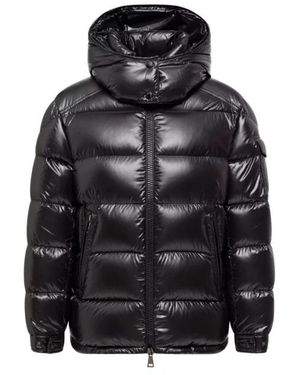 Moncler Jassen ,Zwart ,Leer Down Jacket