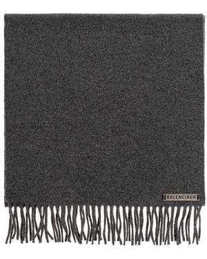 Balenciaga Cashmere Schal Mit Logo - Schwarz