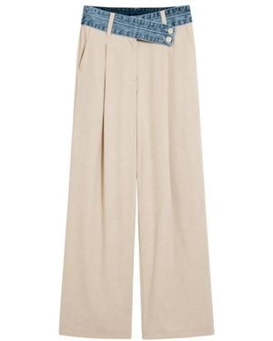 Desigual Broeken ,Polyester Broek Met Rits- En Knoopsluiting - Naturel