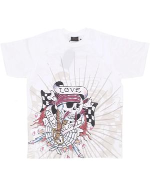 Ed Hardy Skull Love Grafik T-Shirt Weiß