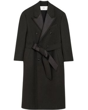 Ami Paris Belted Coats - Negro