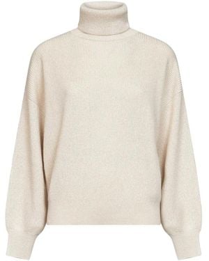 Brunello Cucinelli Rippstrick-Rollkragenpullover - Weiß
