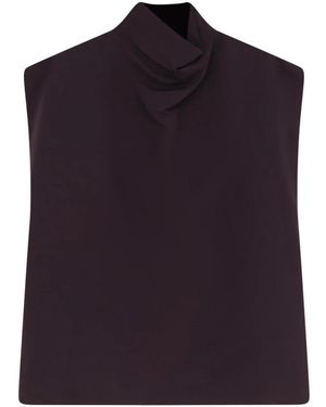 Alaïa Overhemden ,Paars ,Poplin Top Met Hoge Hals - Blauw