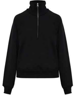 Ami Paris Hoodies & Sweatvesten ,Zwart ,Katoen Sweatshirt Met Halve Rits