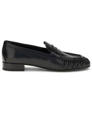 Prada Schoenen ,Zwart ,Leer Leren Loafers Met Blokhak