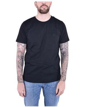 Dondup Tops ,Zwart ,Katoen Regular Crew-Neck T-Shirt - Blauw