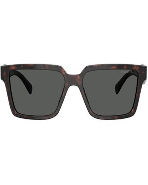 Prada Accessoires ,Veelkleurig ,Rechthoekige Oversized Zonnebril Met Logo - Grijs