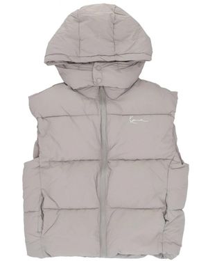 Karlkani Jassen ,Grijs ,Polyester Handtekening Puffer Vest Met Verstelbare Capuchon