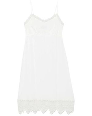 Simone Rocha Kleedjes ,Wit ,Nylon Lace Trim Slip Dress