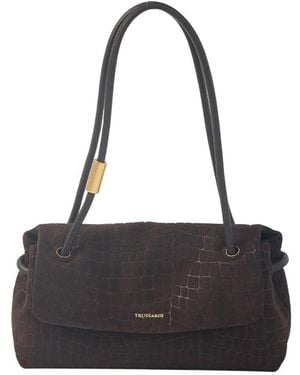 Trussardi Tassen ,Bruin ,Suède Orbita Kleine Suède Schoudertas - Zwart