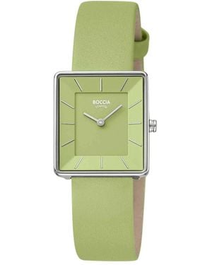 Boccia Square Lederarmbanduhr - Grün