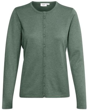 Saint Tropez Cardigan semplice con girocollo e chiusura a bottoni - Verde