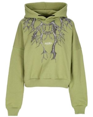 PHOBIA ARCHIVE Hoodies & Sweatvesten ,Groen ,Katoen Lightning Crop Hoodie