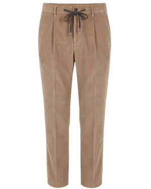Peserico Broeken ,Bruin ,Slim-Fit Broeken - Naturel