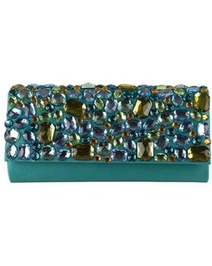 Anna Cecere Satin-Clutch Mit Steinbesatz - Grün