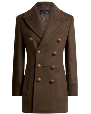 Etro Double-Breasted Coats - Marrón