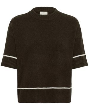 Kaffe Truien & Vesten ,Bruin ,Ronde Hals Gebreid - Zwart