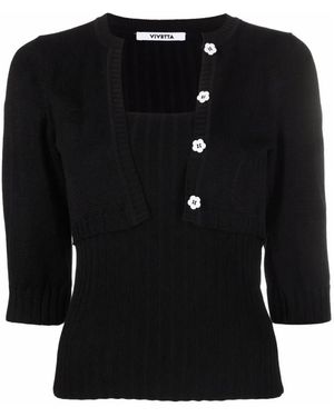 Vivetta Truien & Vesten ,Zwart ,Katoen Twin-Set Effect Cardigan