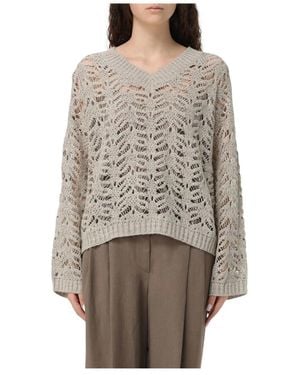 Brunello Cucinelli V-Neck Knitwear - Marrone