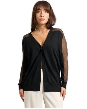 ARMANI EXCHANGE Zwarte V-Hals Vest Met Transparante Inzet