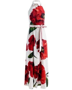 Alice + Olivia Kleedjes ,Veelkleurig ,Linnen Chassidy Halter Maxi Jurk - Rood