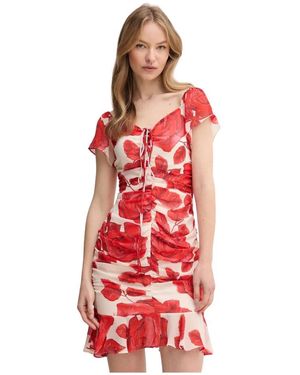 GAUDI Kleedjes ,Veelkleurig ,Polyester Ruched Mini Jurk - Rood