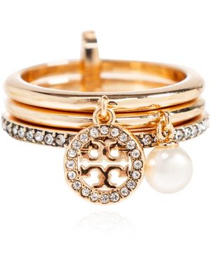 Tory Burch Icon Pavé Charm Ring - Mettallic