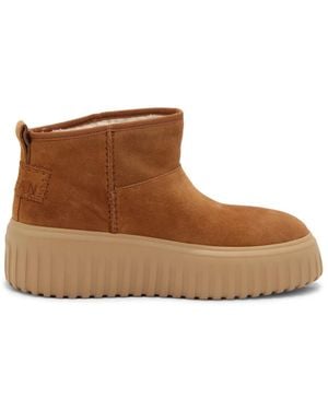 Hogan Gestreifter Eco-Pelz Stiefel, Hergestellt - Braun