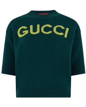 Gucci Zachte Wollen Top Met Intarsia - Groen