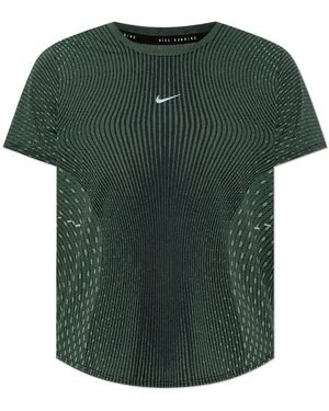 Nike Fitness ,Groen ,Leer Swift Aero-Fit Hardloopshirt Met Korte Mouwen