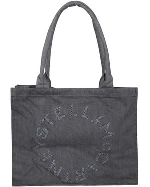 Stella McCartney Tassen ,Grijs ,Shopper Logo - Zwart