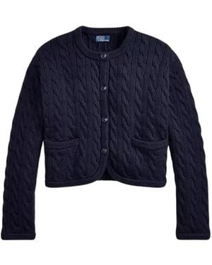 Polo Ralph Lauren Truien & Vesten ,Blauw ,Katoen Kabelgebreide Katoenmix Vest