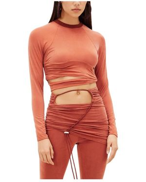 Jacquemus Tops ,Rood ,Rode Geknoopte Cut-Out T-Shirt