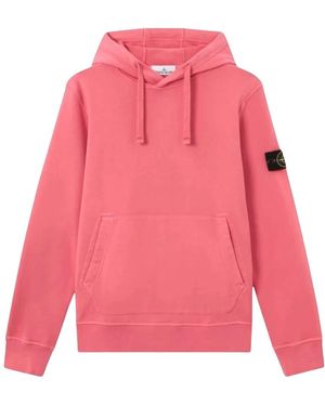 Stone Island Hoodies & Sweatvesten ,Roze ,Katoen Cotton Fleece Hoodie
