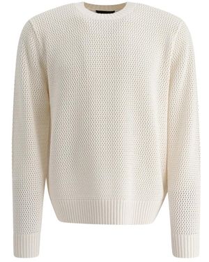 Vince Perforierter Rundhalsausschnitt Pullover Weiß