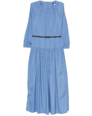 Max Mara Midi-Kleid Aus Baumwollpopeline - Blau