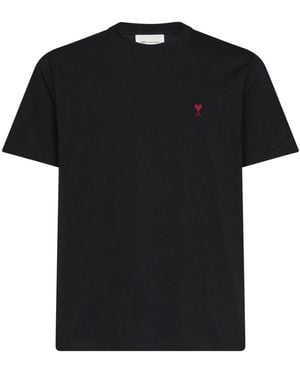 Ami Paris Tops ,Zwart ,Katoen Ami De Coeur T-Shirt