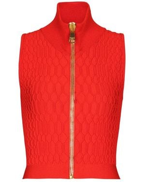 Balmain Ärmelloses Top Im Krokomuster - Rot
