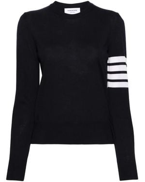 Thom Browne Rundhals-Pullover Mit Vier Streifen - Schwarz