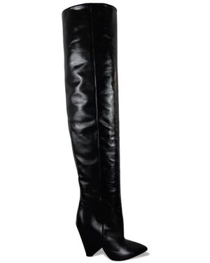 Saint Laurent Hoge & Overknee Laarzen - - Dames - Zwart
