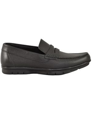 Testoni Mocassino Pelle Martellata - Schwarz
