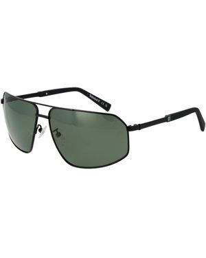 Timberland Schwarze Aviator Sonnenbrille Polarisierte Grüne Gläser