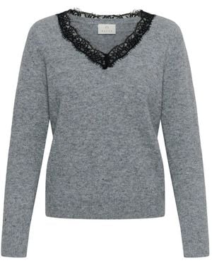 Kaffe V-Neck Knitwear - Gris
