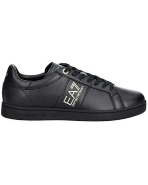 EA7 Klassische Leder-Sneaker - Schwarz