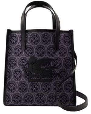 Etro Borsa shopper in cotone marrone con due manici - Blu