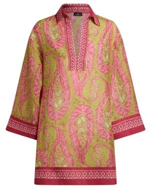 Etro Paisley Polo Kragen Tunika - Pink