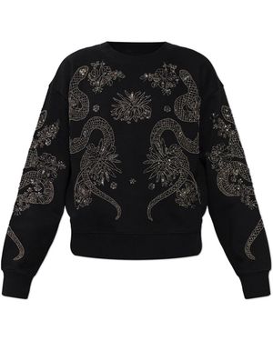 AllSaints Hoodies & Sweatvesten ,Zwart ,Katoen Cecile Embellished Pippa Sweatshirt