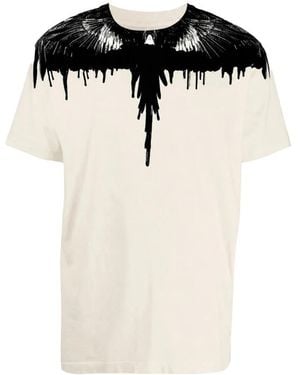 Marcelo Burlon Tops ,Wit ,Katoen Gedruid T-Shirt - Zwart